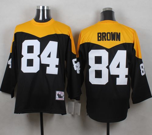 Mitchell And Ness 1967 Steelers #84 Antonio Brown Black/Yelllow Throwback Men's Stitched NFL Jersey
